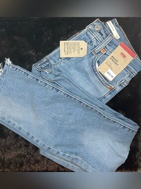 Levi's High Waisted Wedge Straight Leg Jeans with Frayed Hem